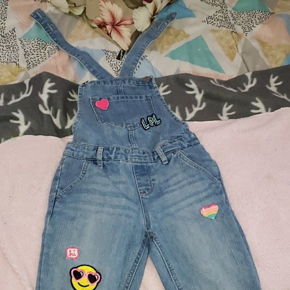 Jean rompers with emoji
